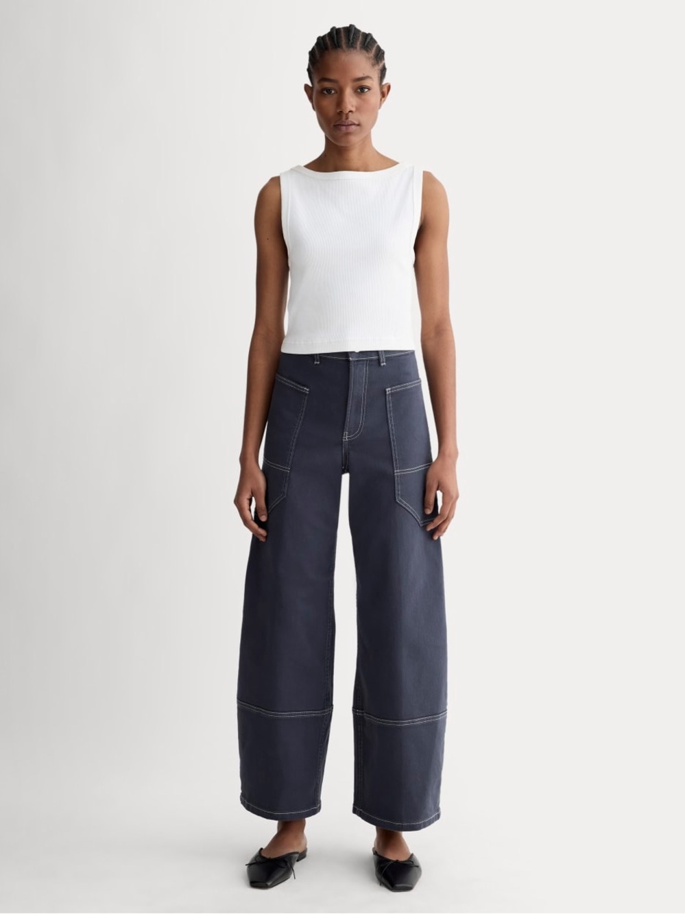 Everlane The Utility Gardener Pant Navy Blue Contrast Stitch Size 27 Regular NWT